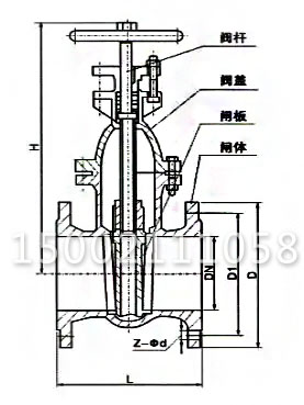 Z45T-16Q防護閘閥結構圖